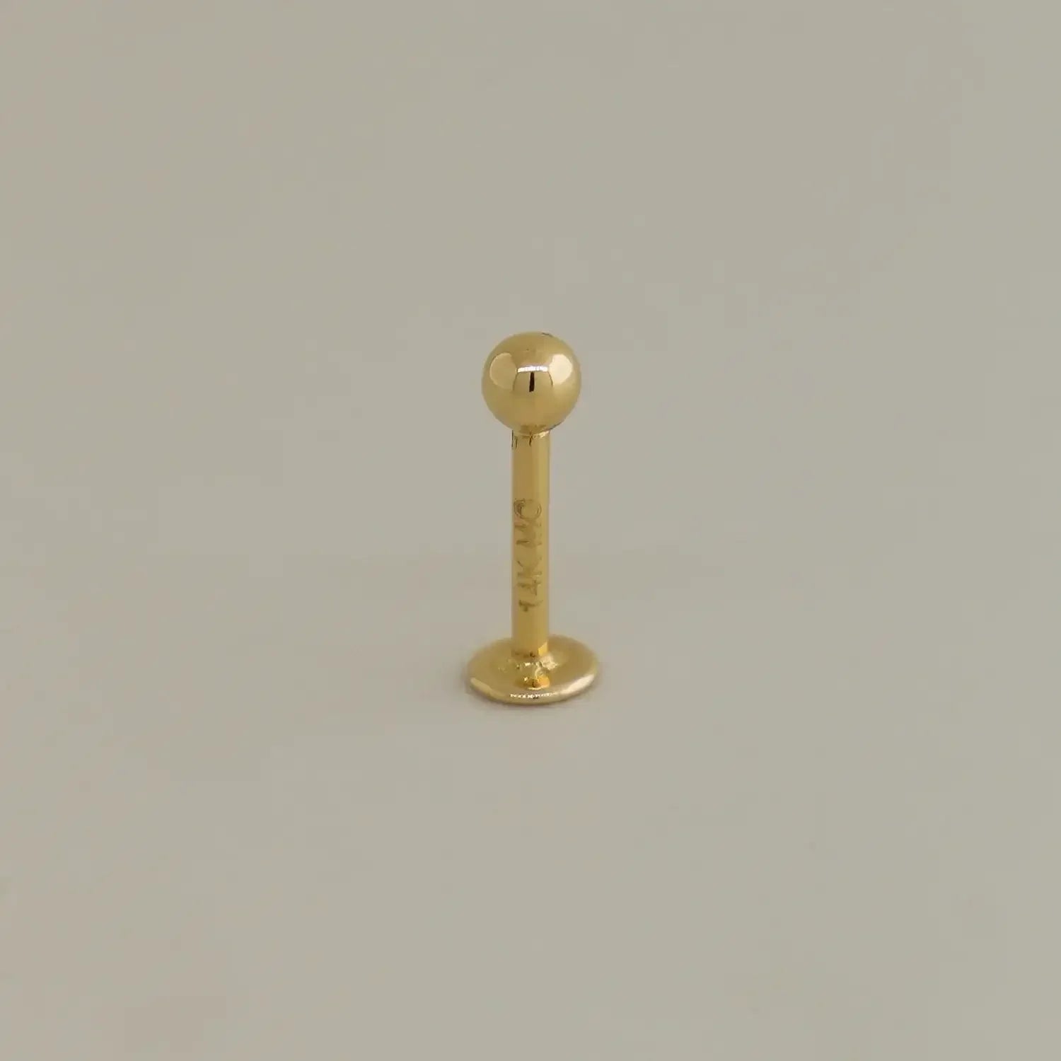 14K Solid Gold Plain Ball Labret Stud – Anygolds