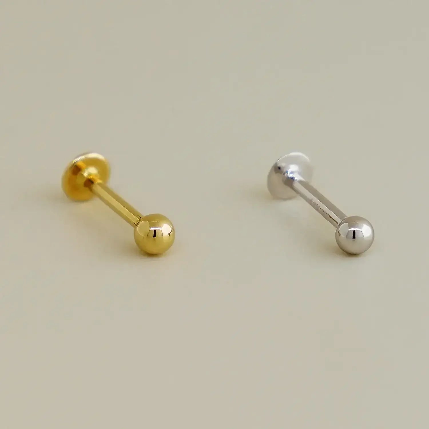 14K Solid Gold Plain Ball Labret Stud – Anygolds