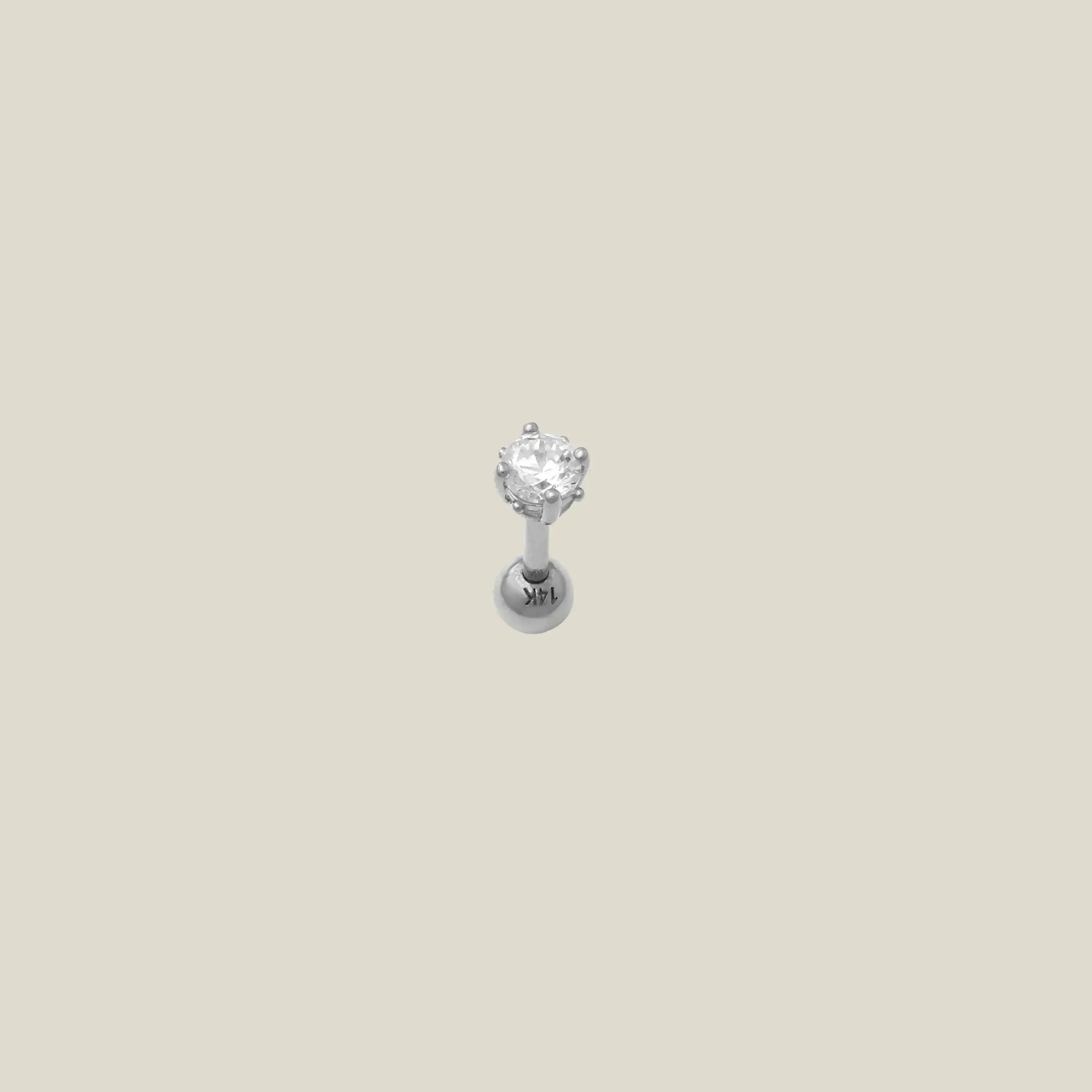 14K Solid Gold Solitaire CZ Round Stud – Anygolds