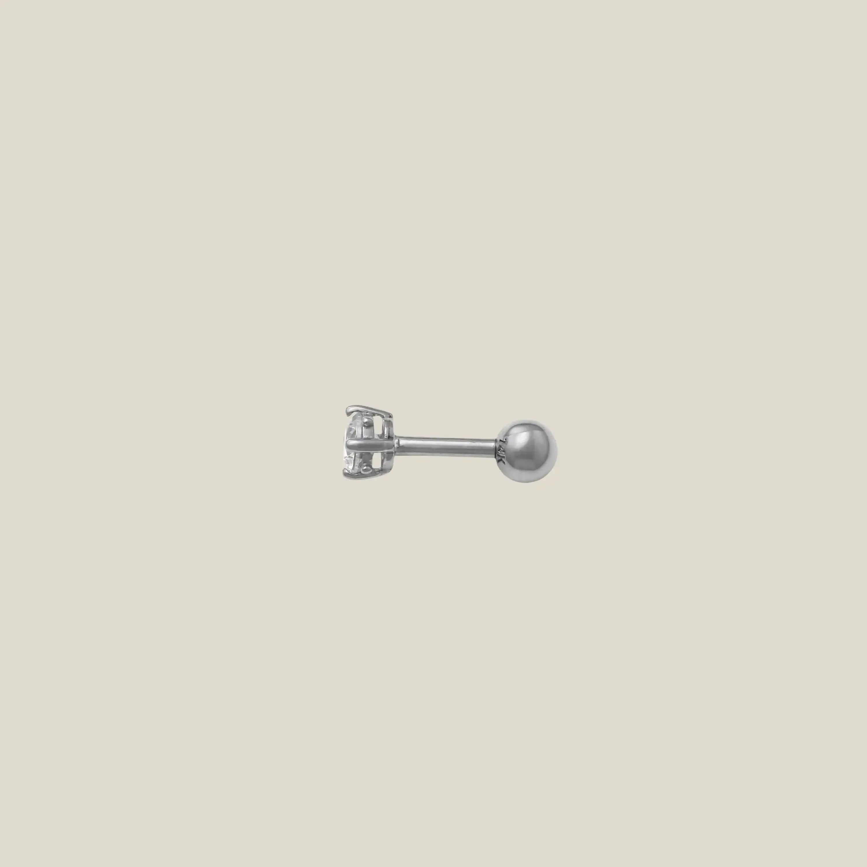 14K Solid Gold Solitaire CZ Round Stud – Anygolds
