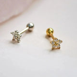 14K Solid Gold Diamond Mini Daisy Flower Stud – Anygolds
