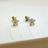 14K Solid Gold Diamond Mini Daisy Flower Stud – Anygolds