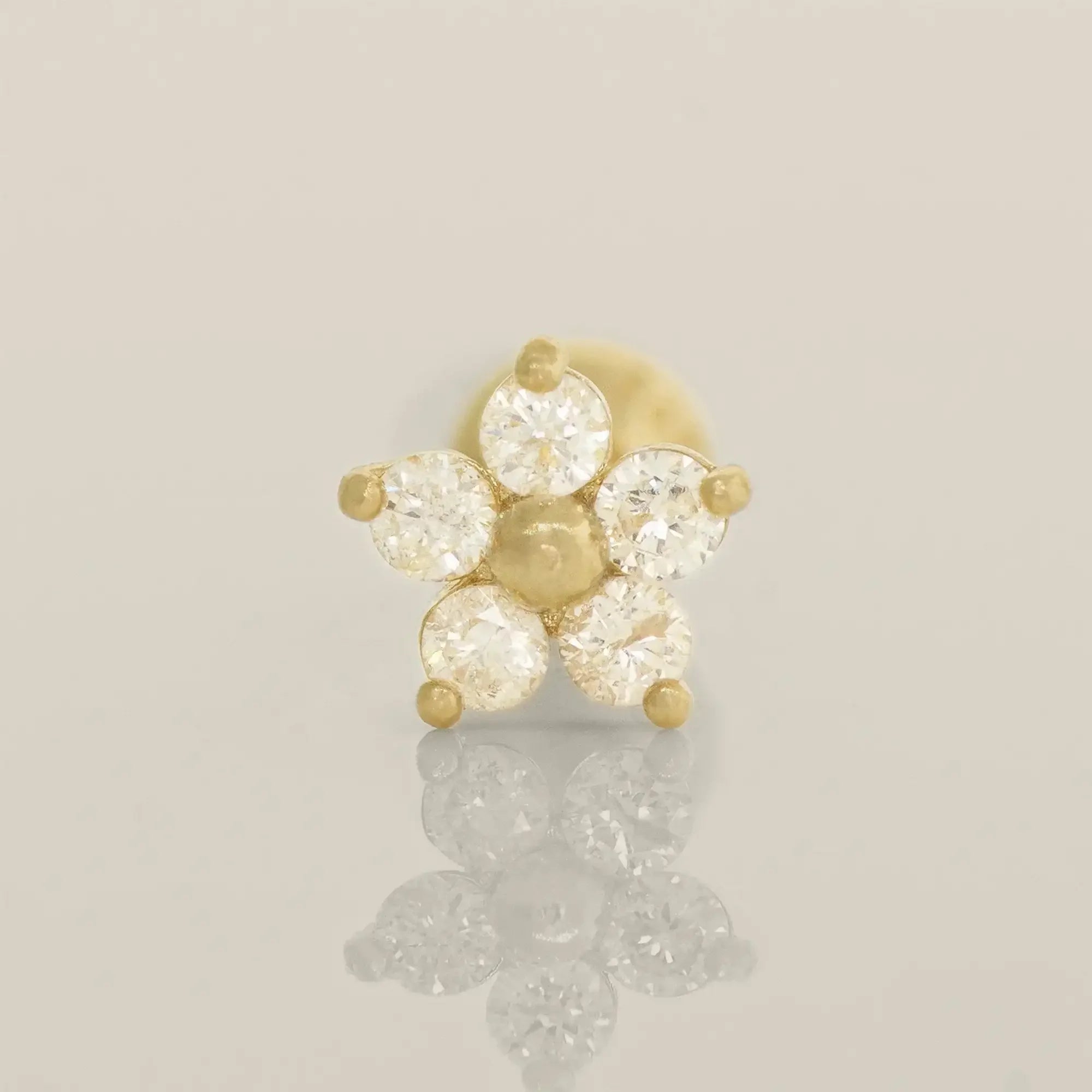 14K Solid Gold Diamond Mini Daisy Flower Stud – Anygolds