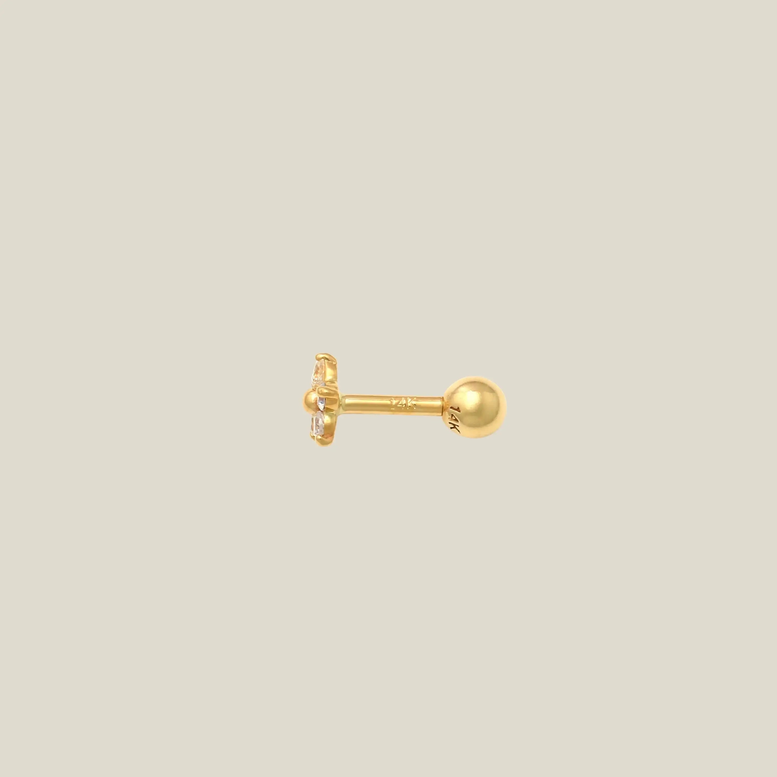 14K Solid Gold Mini Daisy Flower Stud (Internal | External) – Anygolds