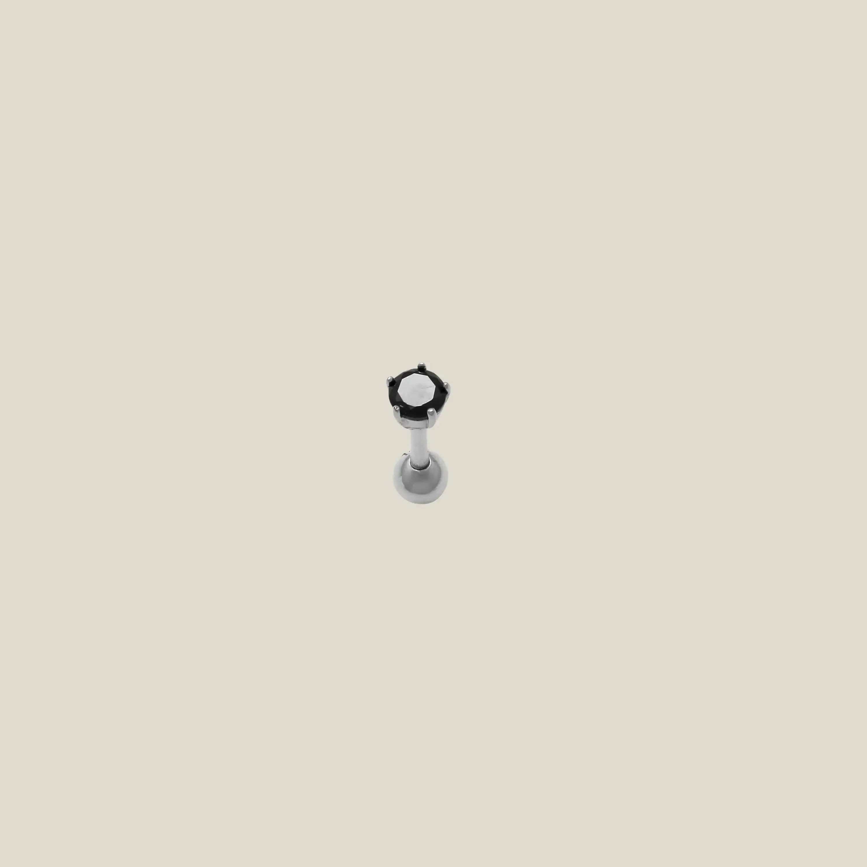 14K Solid Gold Black CZ Round Stud – Anygolds