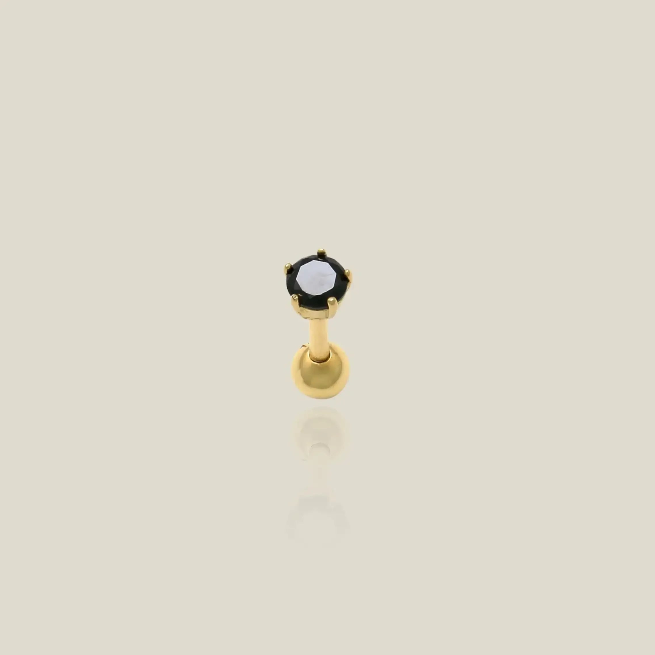 14K Solid Gold Black CZ Round Stud – Anygolds