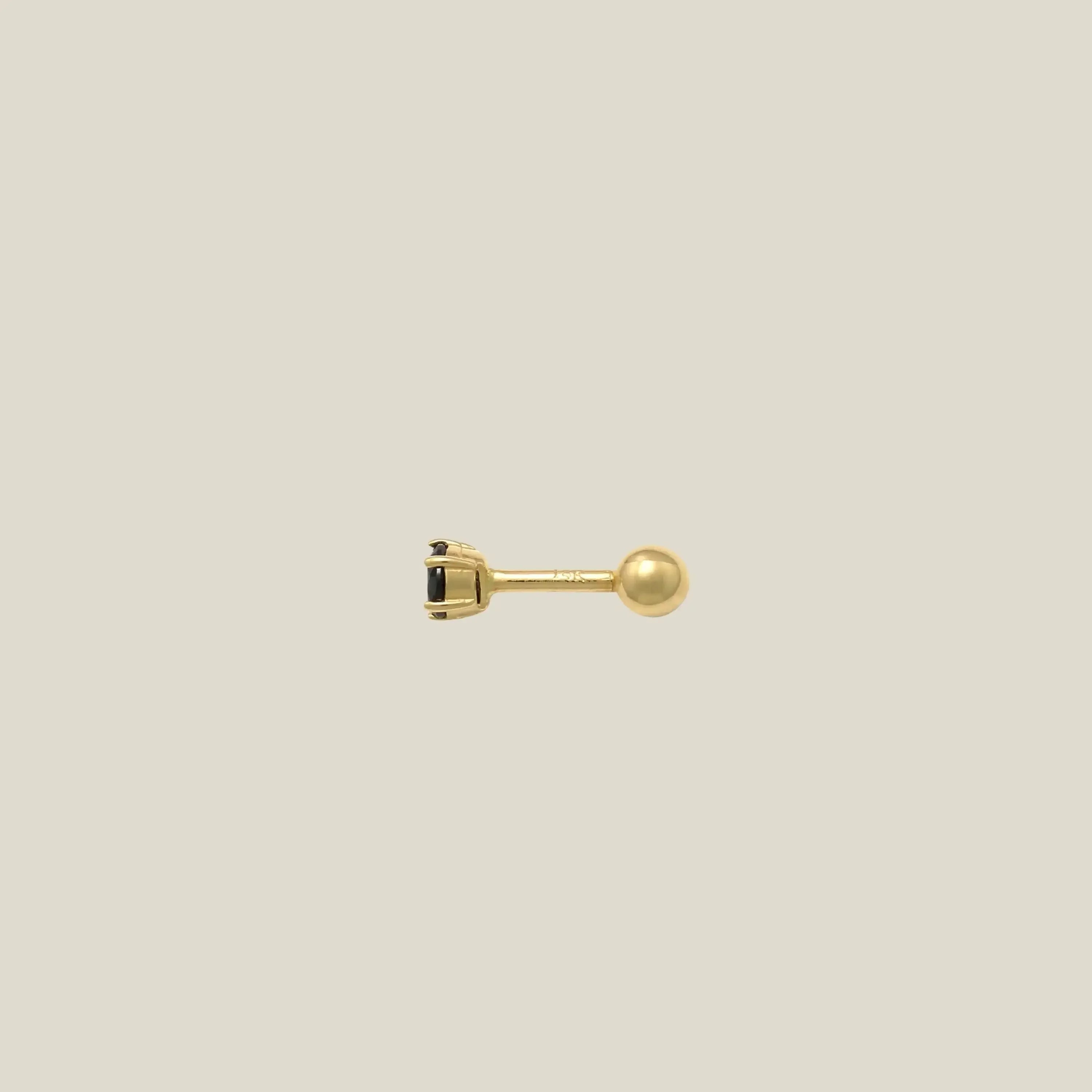 14K Solid Gold Black CZ Round Stud – Anygolds