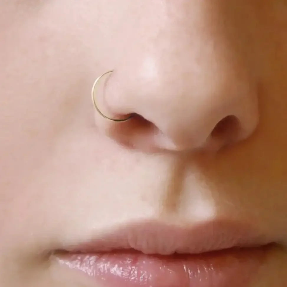 14K Solid Gold Plain Endless Hoop – Anygolds