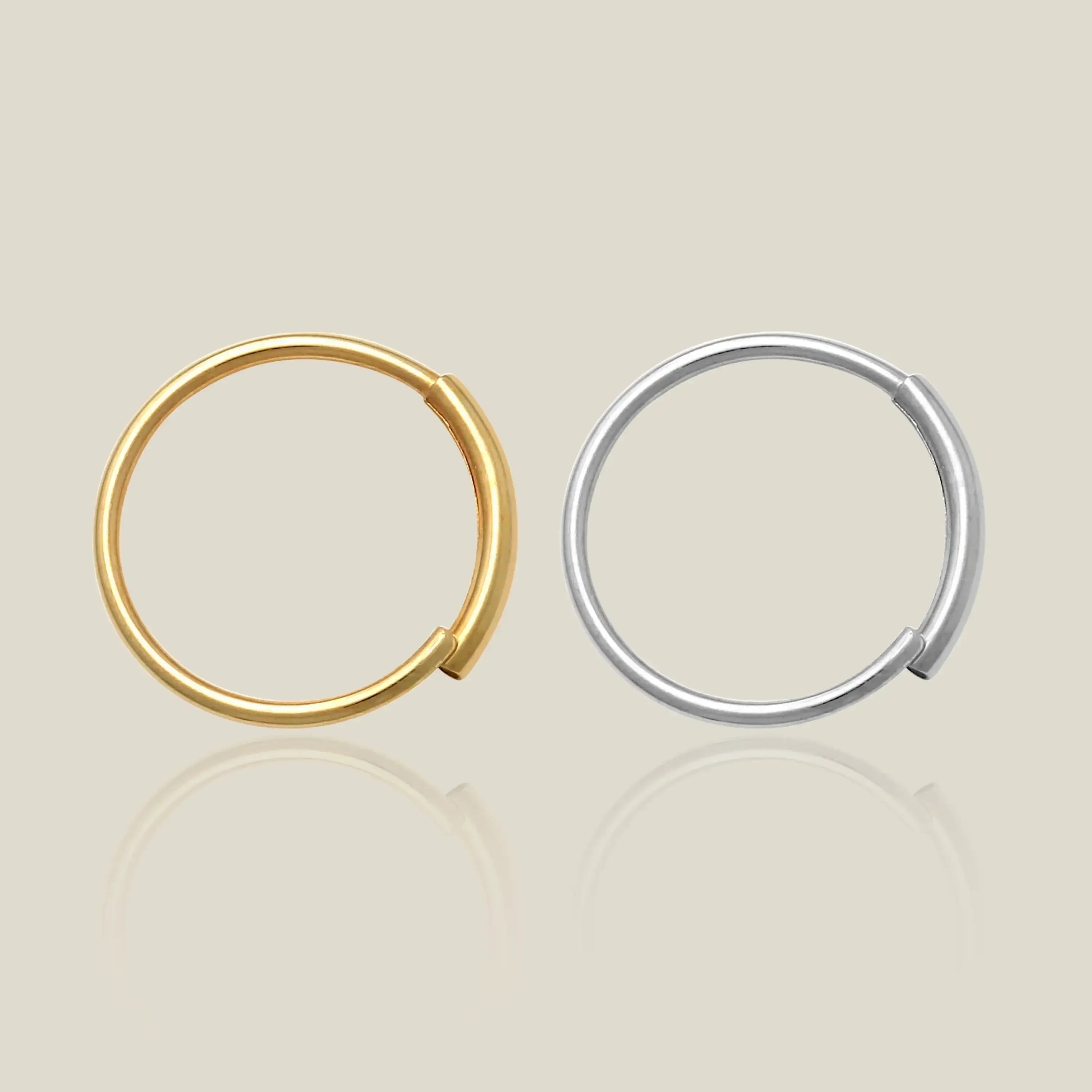 14K Solid Gold Plain Endless Hoop – Anygolds