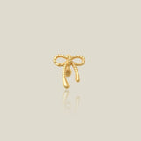 14K Solid Gold String Bow Ribbon Stud – Anygolds