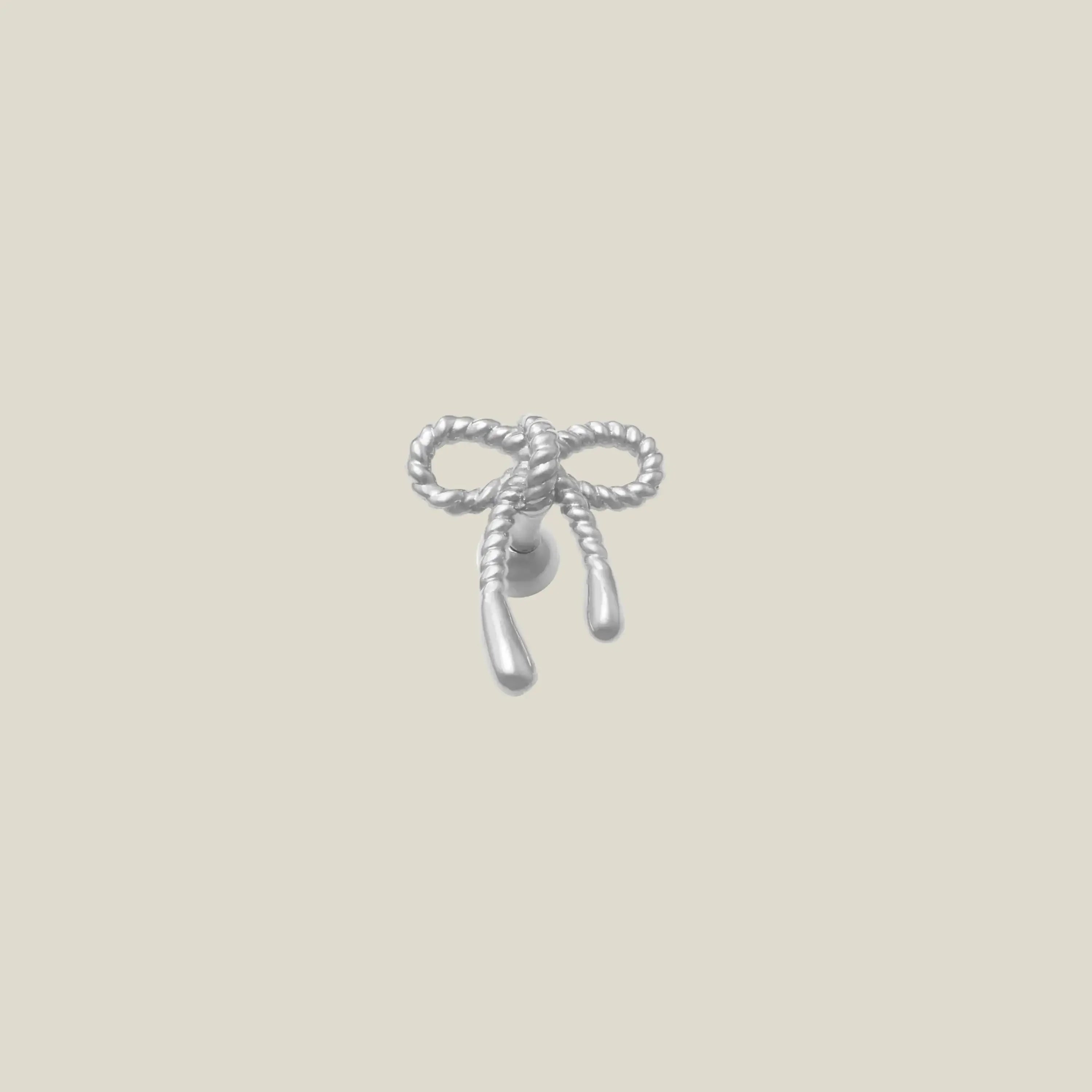 14K Solid Gold String Bow Ribbon Stud – Anygolds