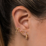 14K Solid Gold String Bow Ribbon Stud – Anygolds