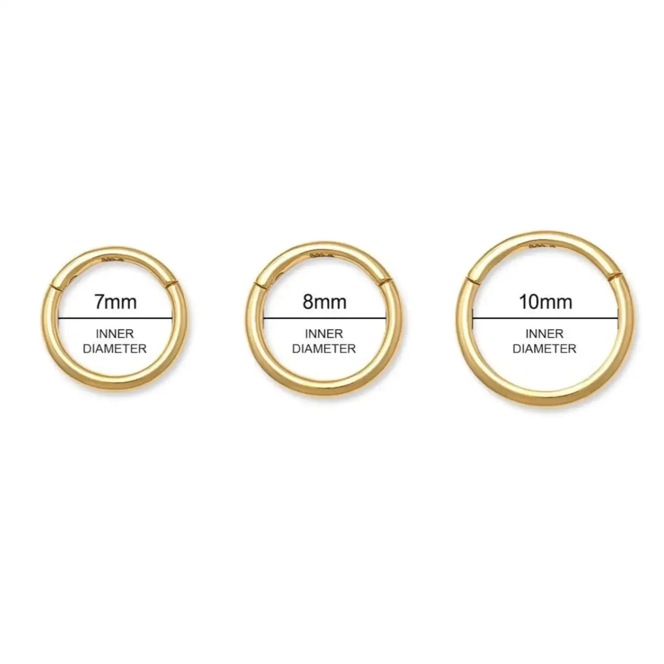 14K Solid Gold Plain Seamless Clicker Hoop Ring - 16G, 18G – Anygolds