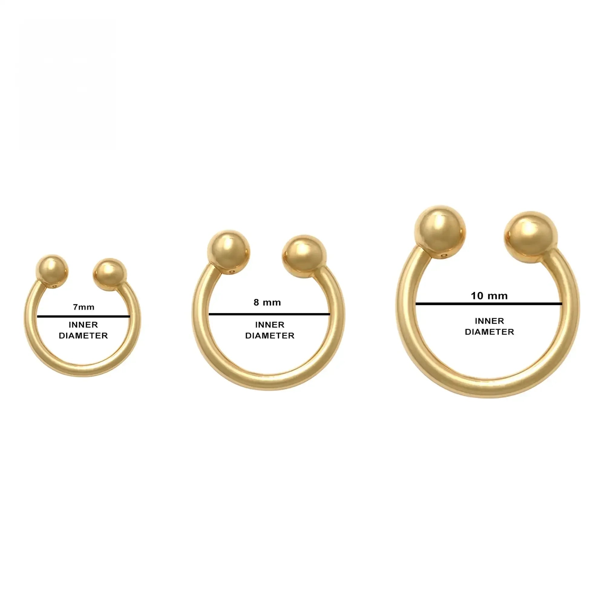 14K Solid Gold Plain Horseshoe Hoop – Anygolds