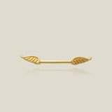 14K Solid Gold Angel Wings Straight Barbell – Anygolds