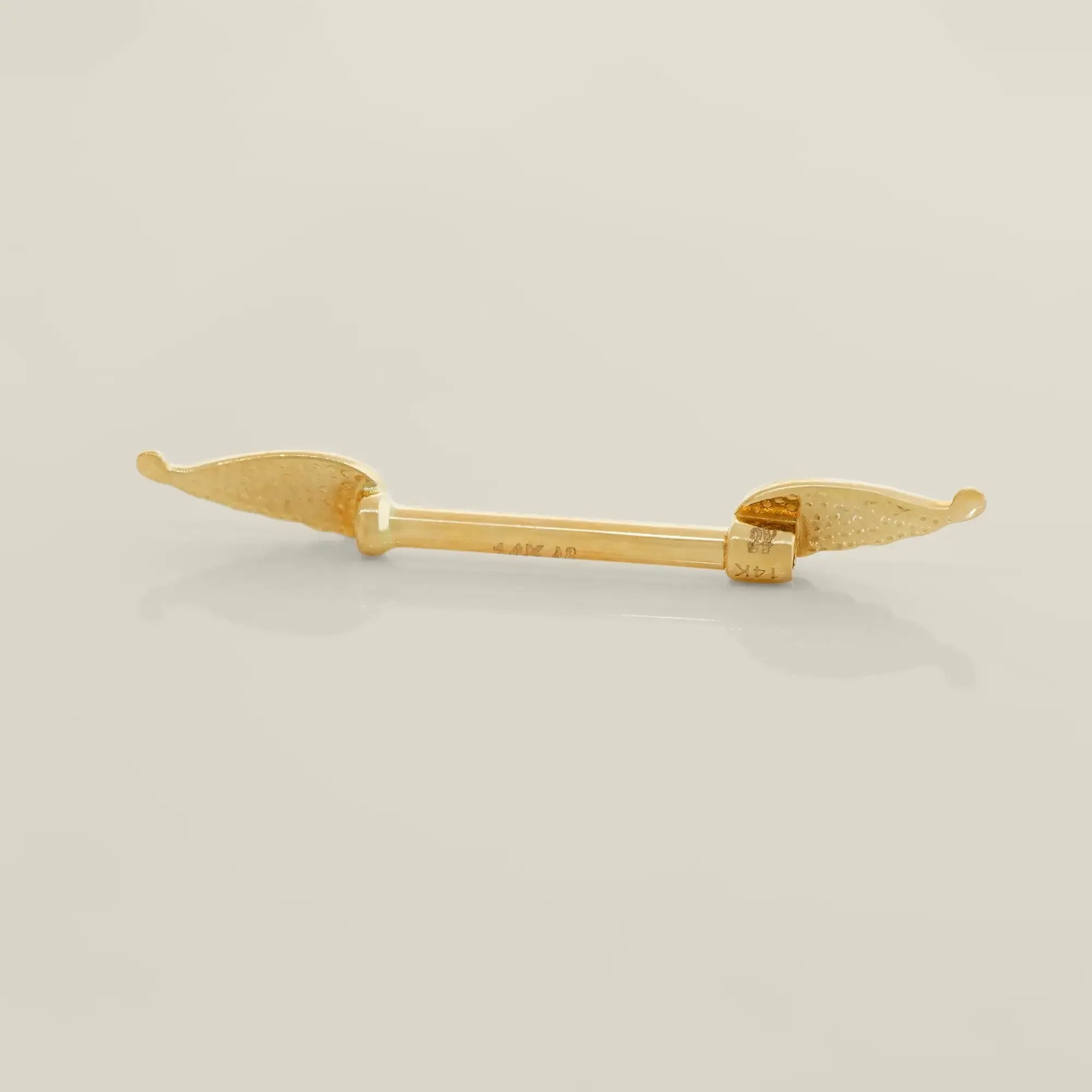 14K Solid Gold Angel Wings Straight Barbell – Anygolds