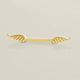 14K Solid Gold Angel Wings Straight Barbell – Anygolds