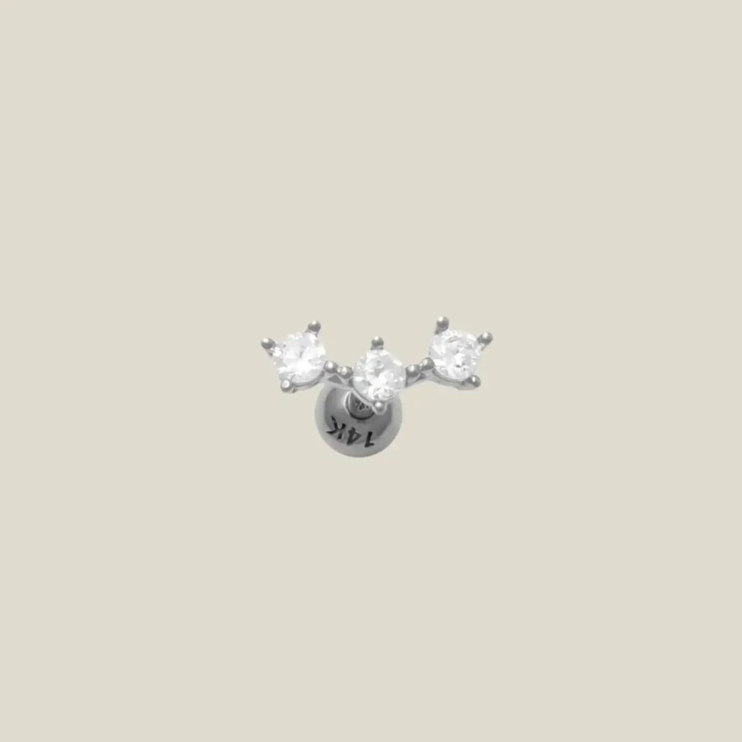 14K Solid Gold Diamond Mini Triple Stud – Anygolds