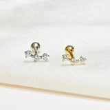 14K Solid Gold Diamond Mini Triple Stud – Anygolds