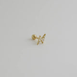 14K Solid Gold Diamond Lightning Bolt Stud – Anygolds