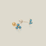 14K Solid Gold Turquoise Floral Trinity Stud – Anygolds