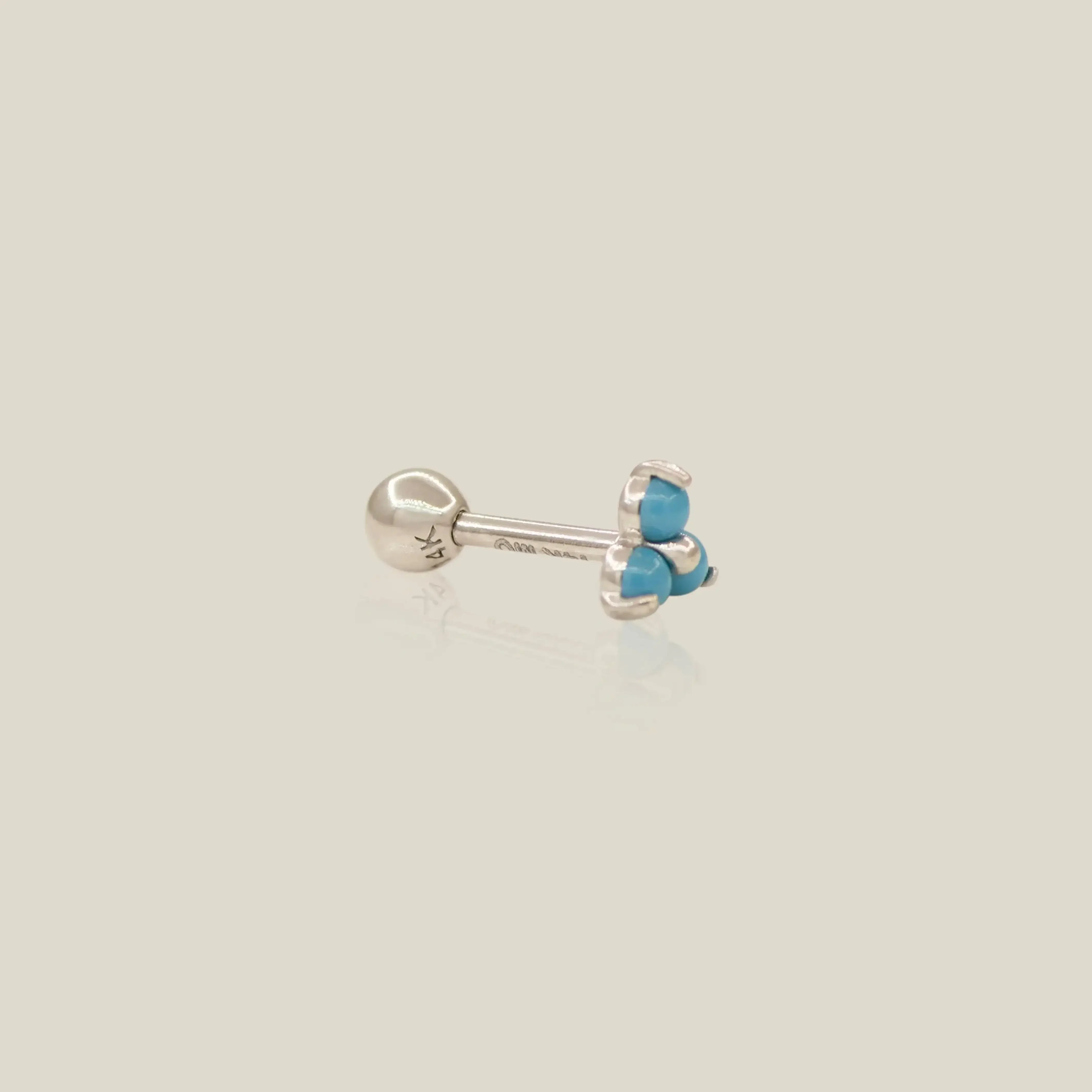 14K Solid Gold Turquoise Floral Trinity Stud – Anygolds