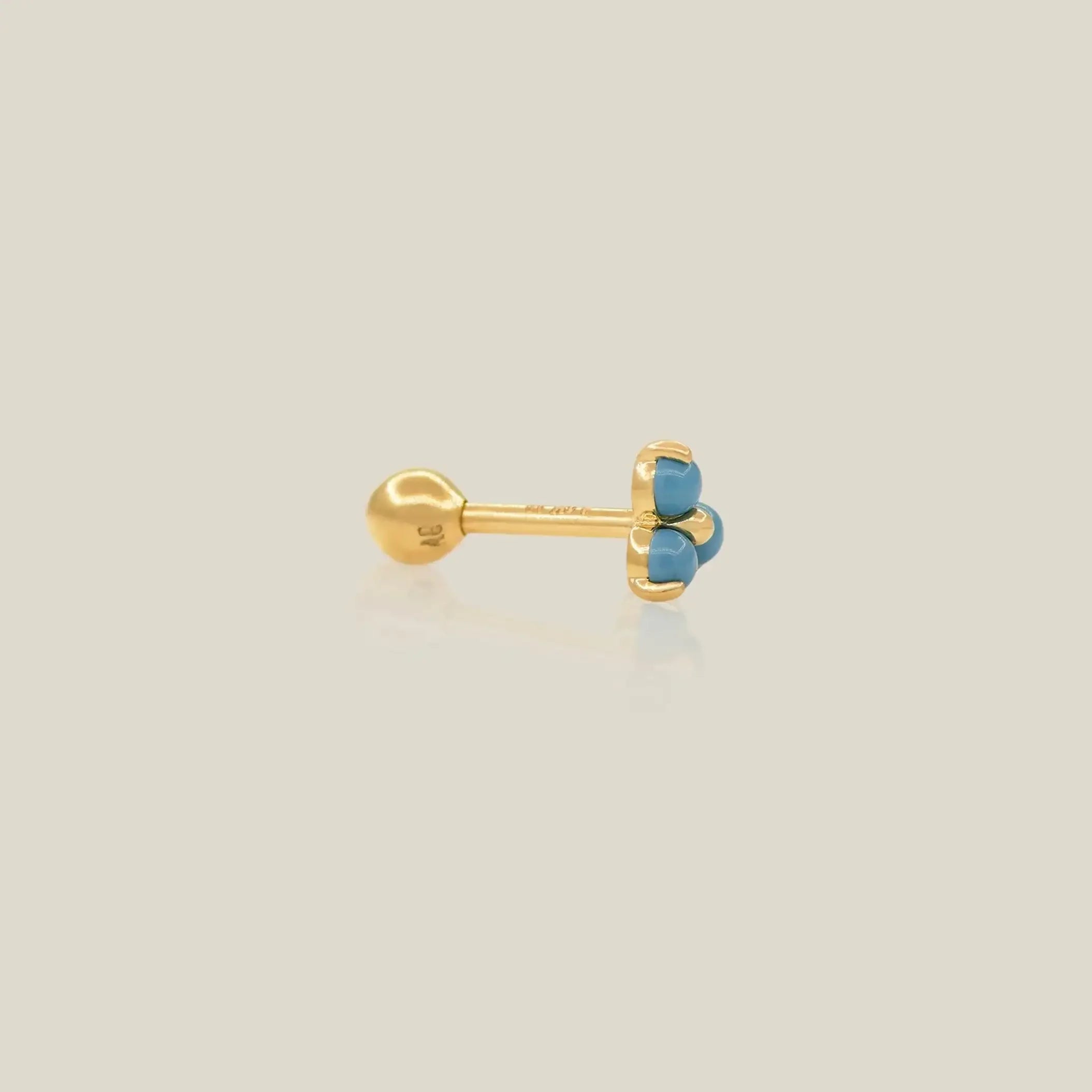 14K Solid Gold Turquoise Floral Trinity Stud – Anygolds