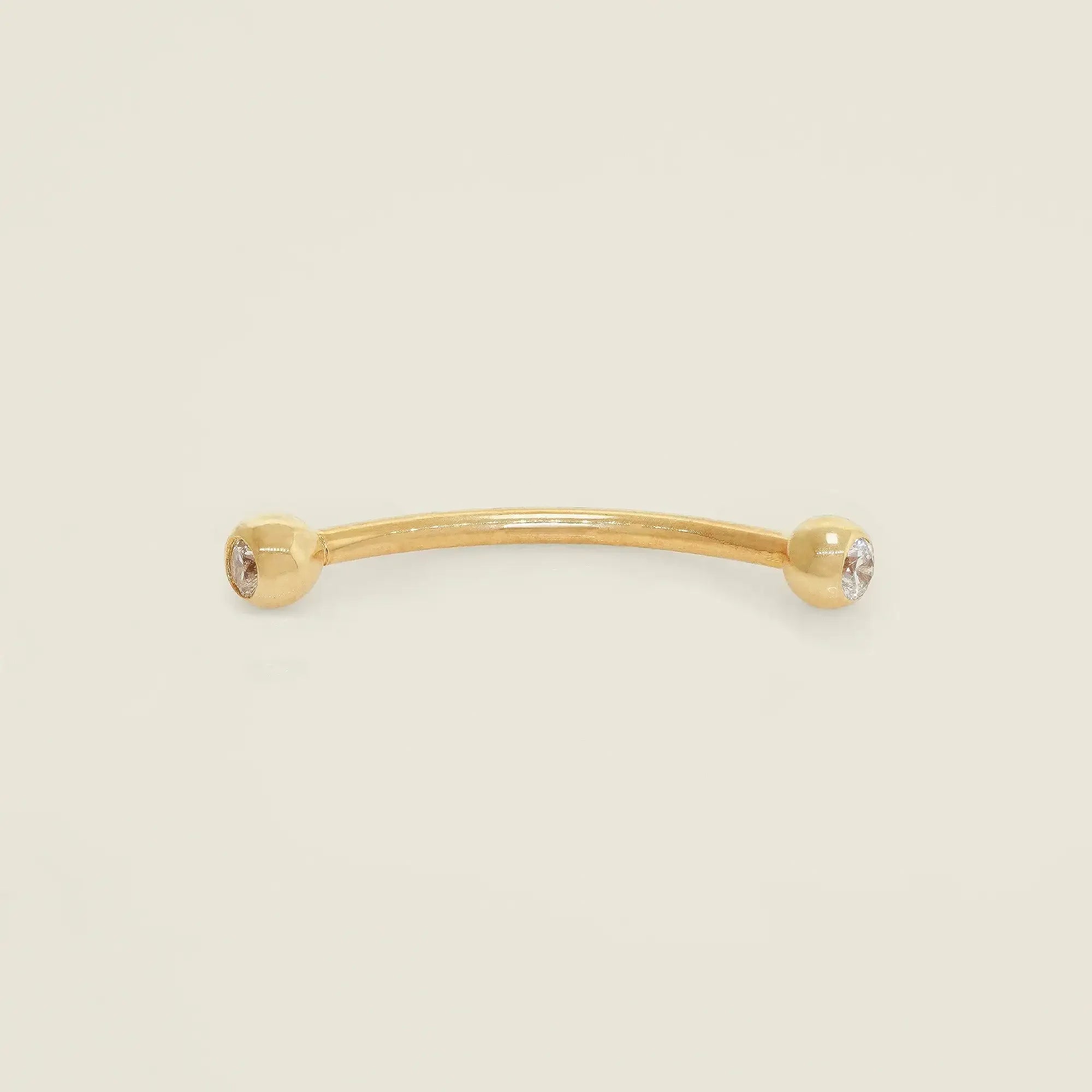 14K Solid Gold CZ Snake Eye Curved Barbell – Anygolds