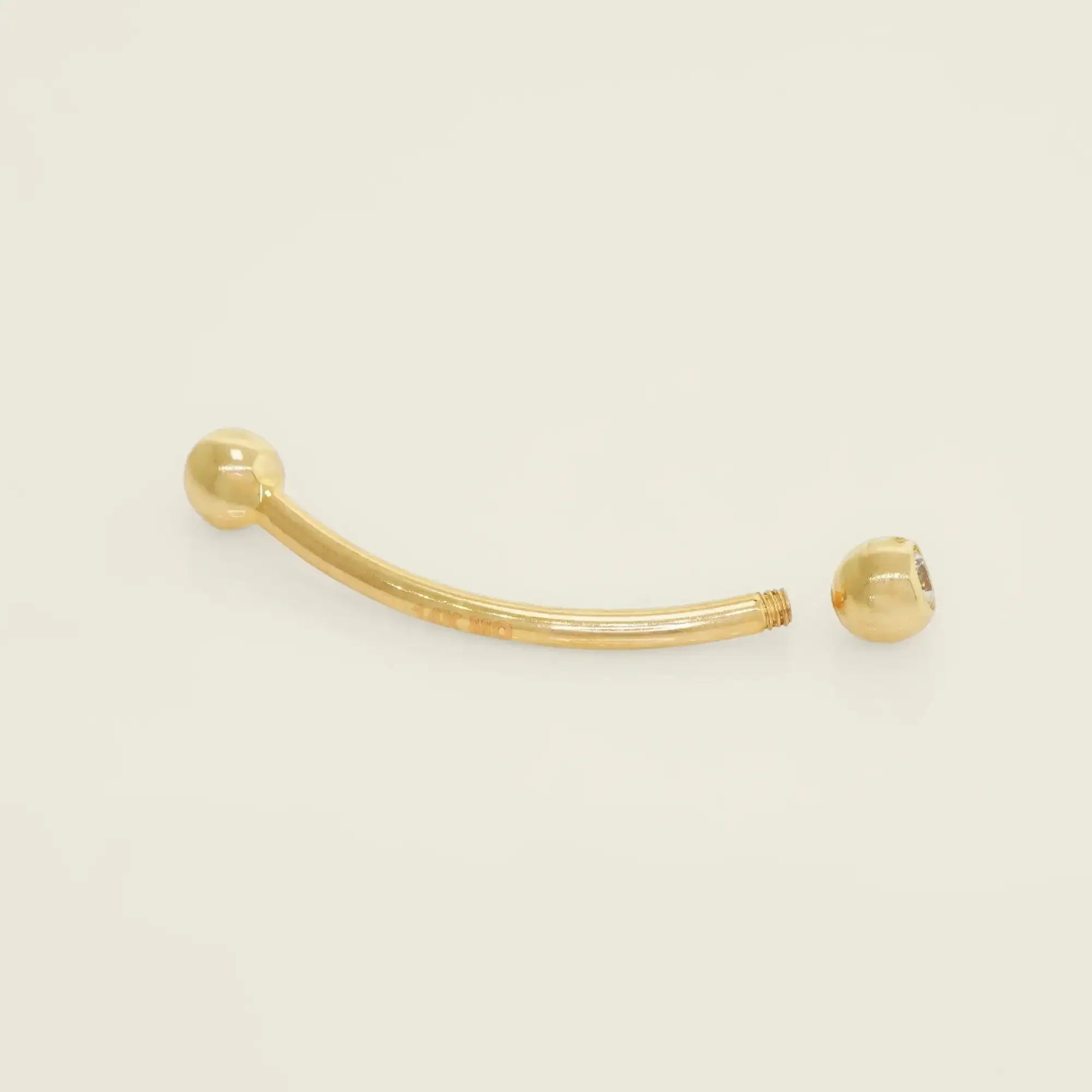 14K Solid Gold CZ Snake Eye Curved Barbell – Anygolds