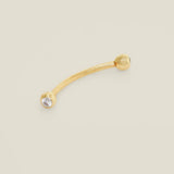 14K Solid Gold CZ Snake Eye Curved Barbell – Anygolds