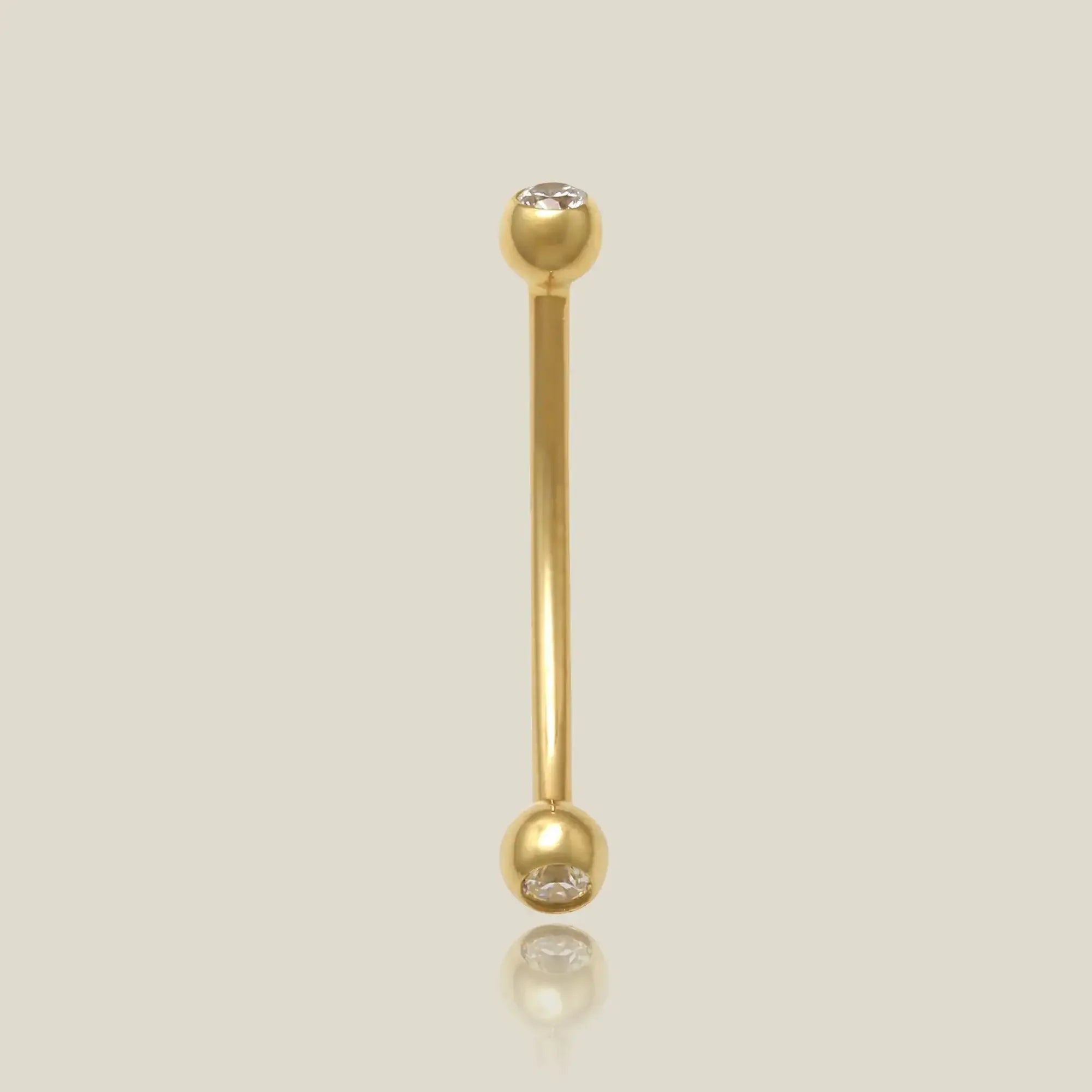 14K Solid Gold CZ Snake Eye Curved Barbell – Anygolds