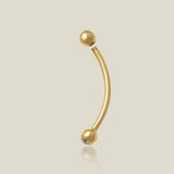 14K Solid Gold CZ Snake Eye Curved Barbell – Anygolds