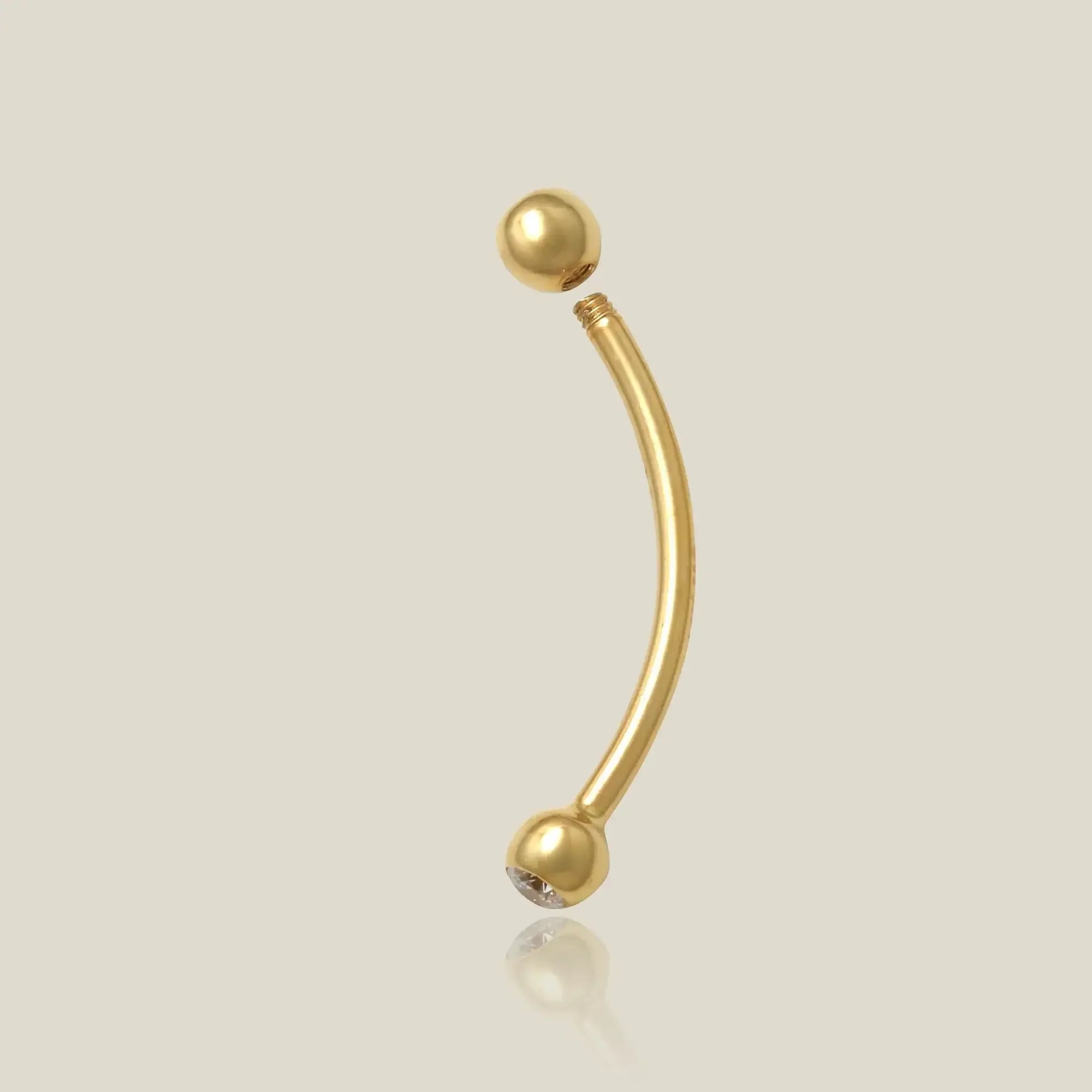 14K Solid Gold CZ Snake Eye Curved Barbell – Anygolds