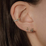 14K Solid Gold Mini Open Cross Stud – Anygolds