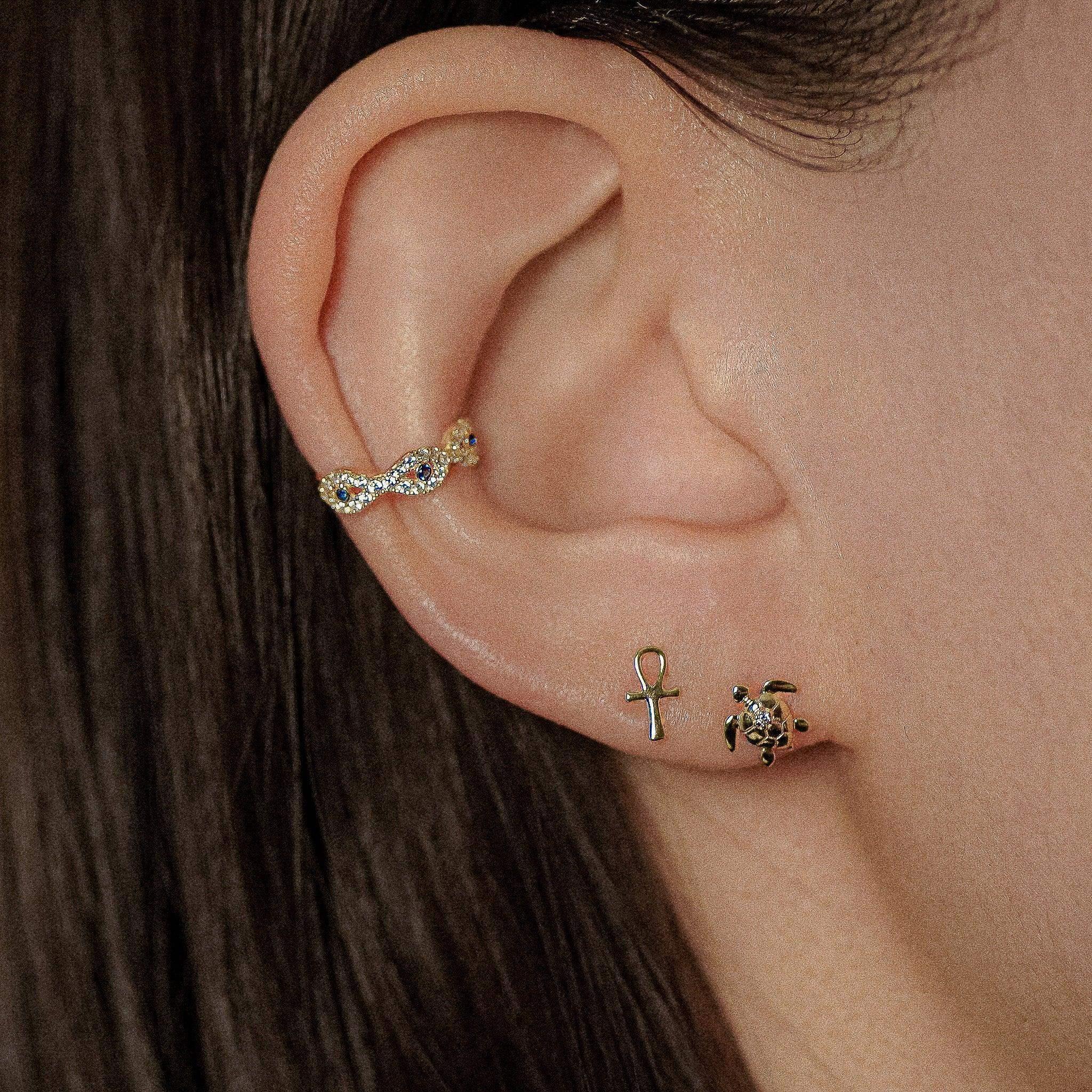 14K Solid Gold Mini Open Cross Stud – Anygolds