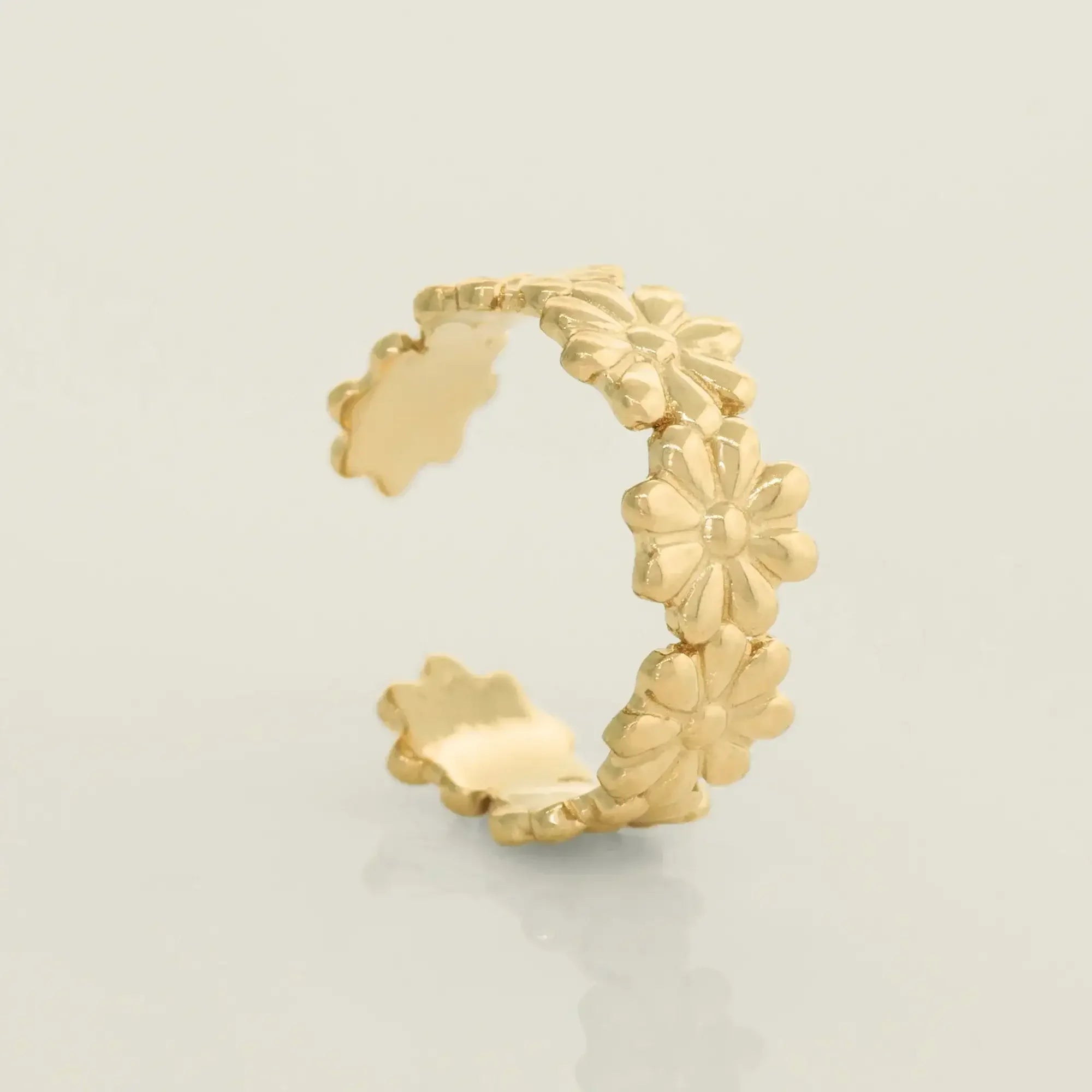 14K Solid Gold Flower Eternity Ear Cuff – Anygolds