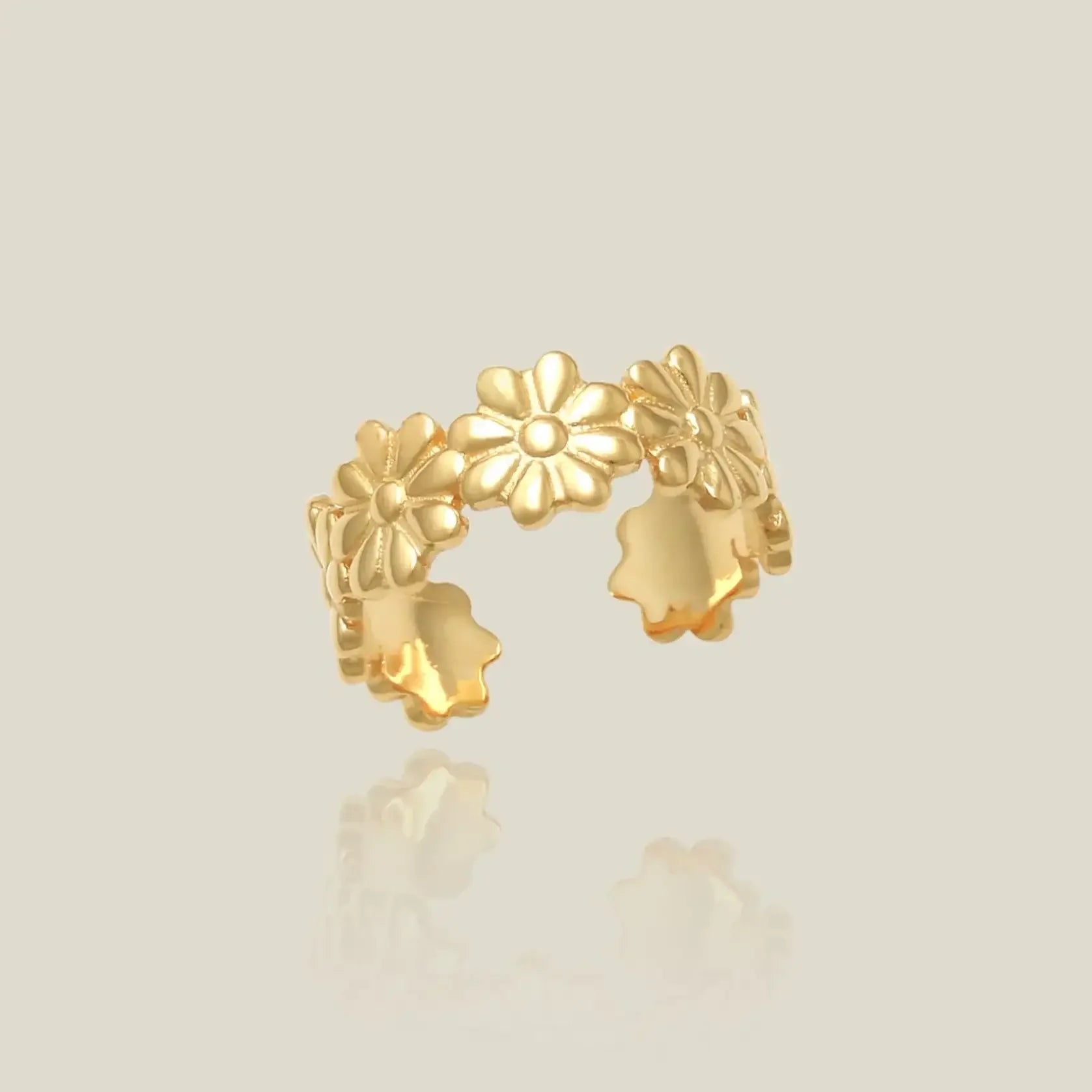 14K Solid Gold Flower Eternity Ear Cuff – Anygolds