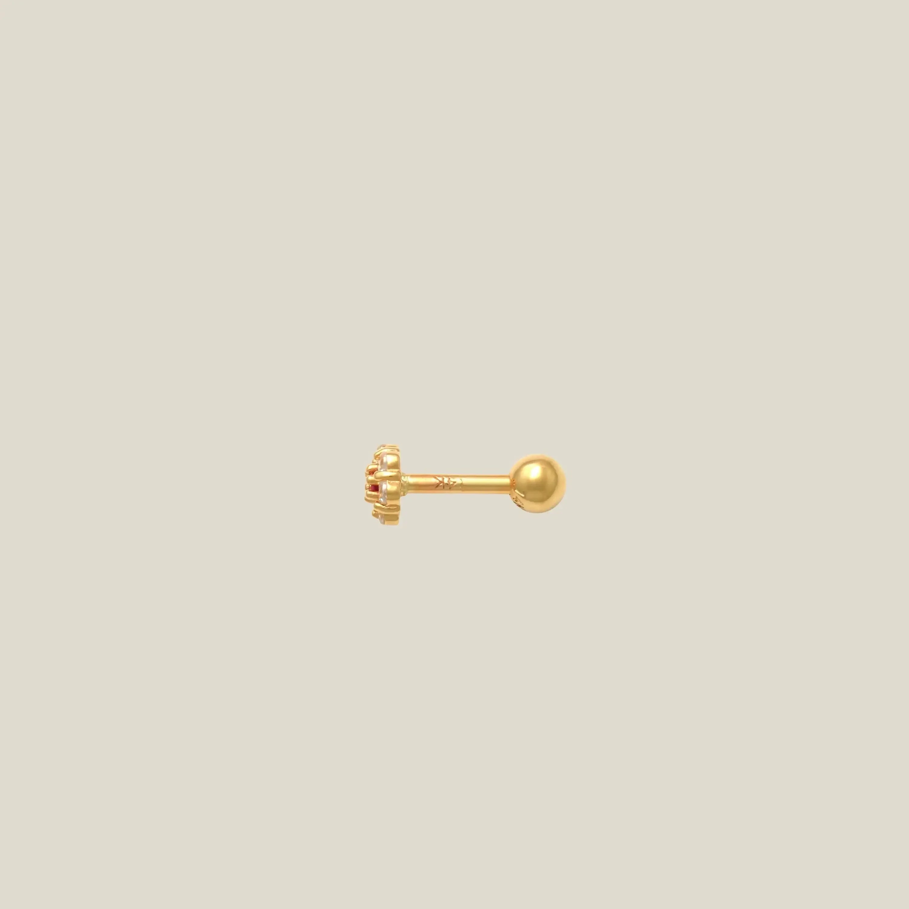 14K Solid Gold Ruby Flower Stud – Anygolds