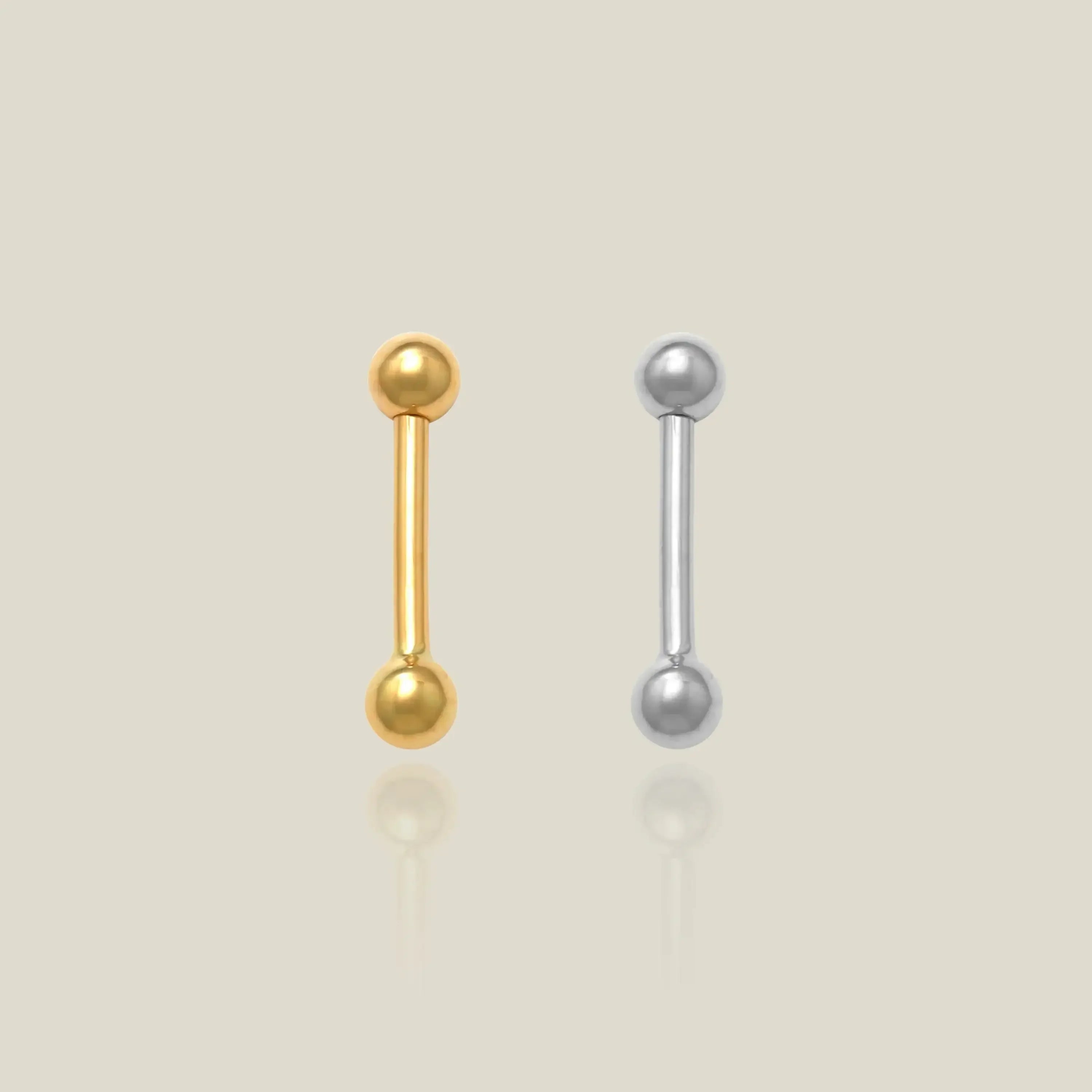 14K Solid Gold Plain Ball Straight Stud & Barbell – Anygolds