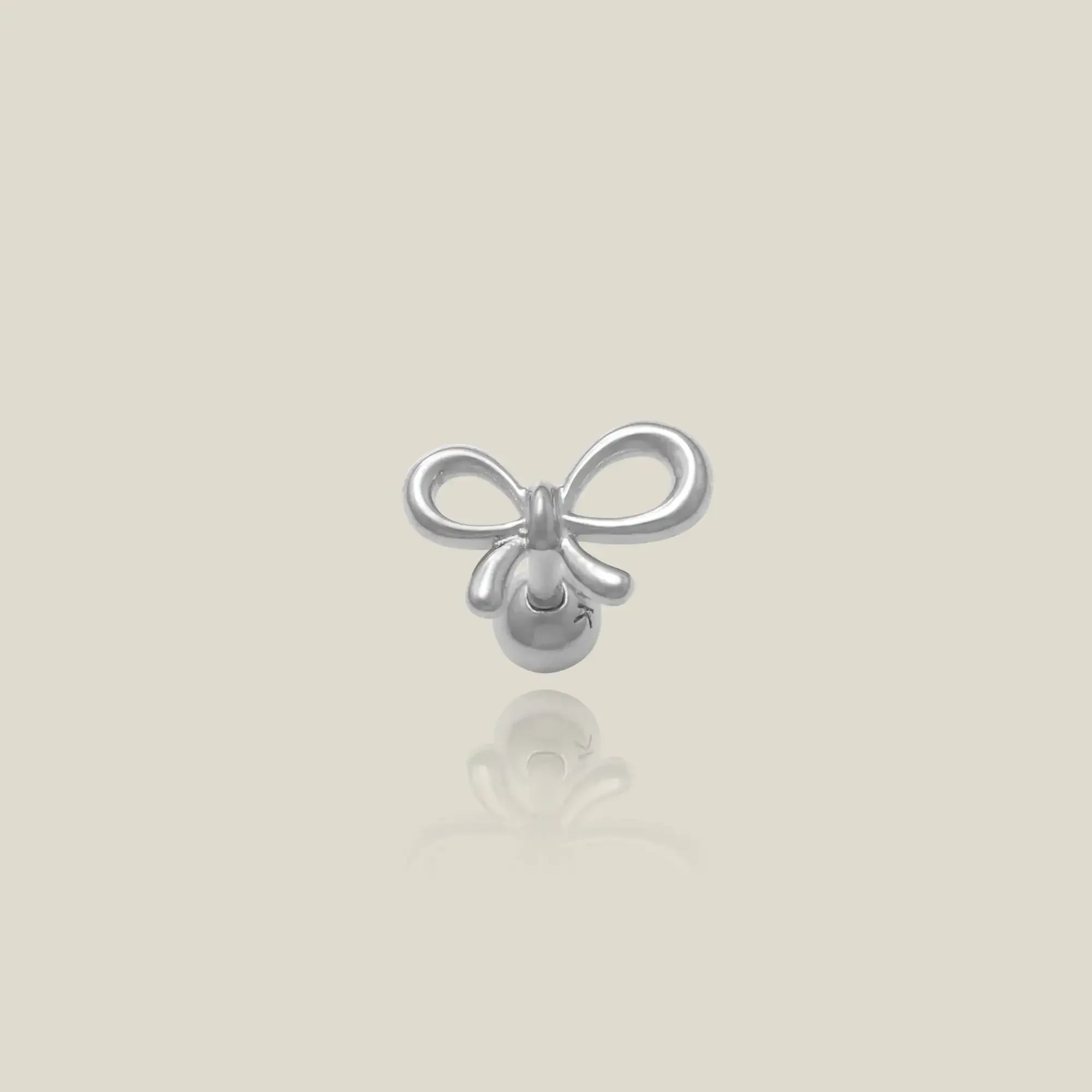 14K Solid Gold Mini Open Ribbon Bow Stud – Anygolds