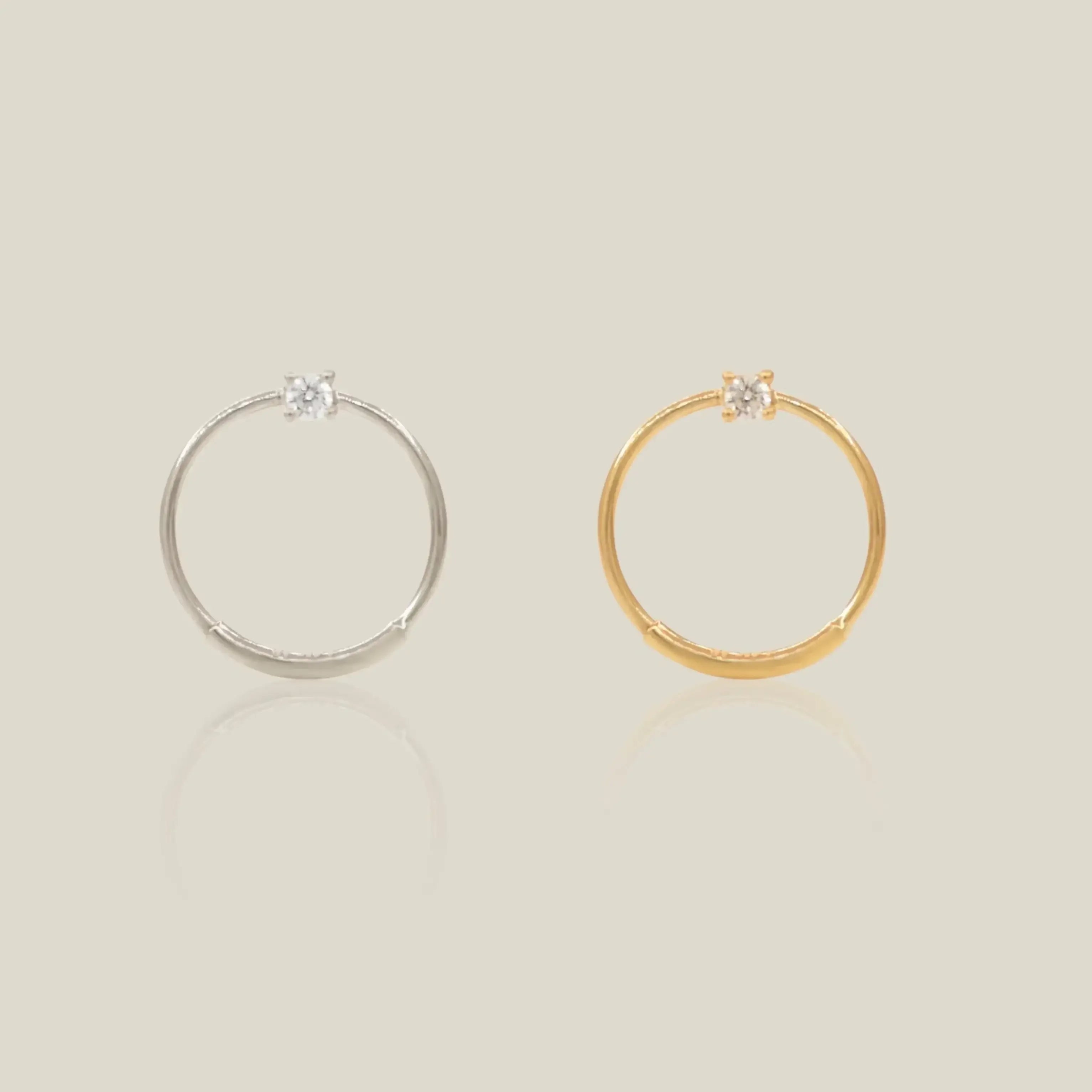 14K Solid Gold Prong-Set Endless Hoop – Anygolds