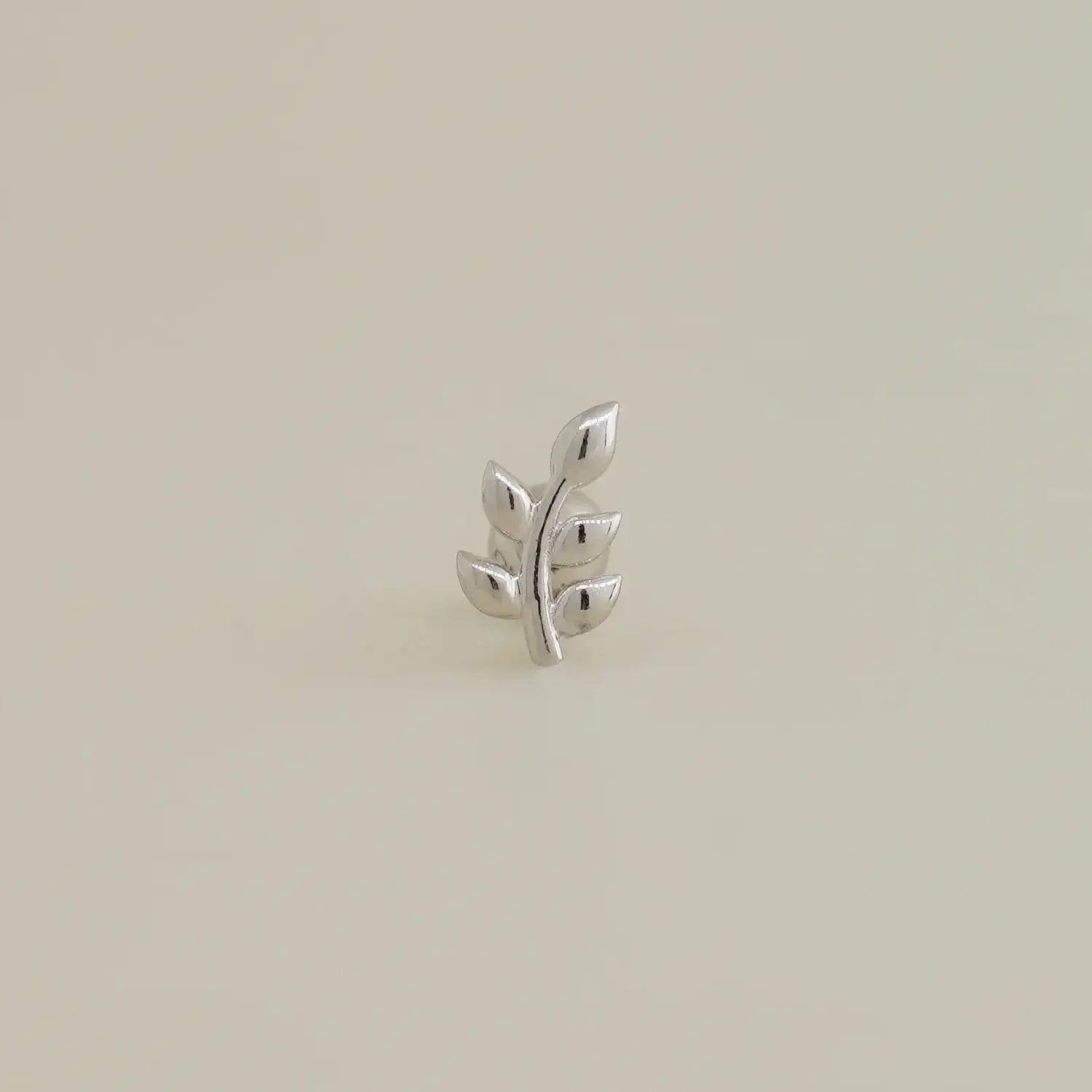 14K Solid Gold Mini Olive Leaf Stud – Anygolds