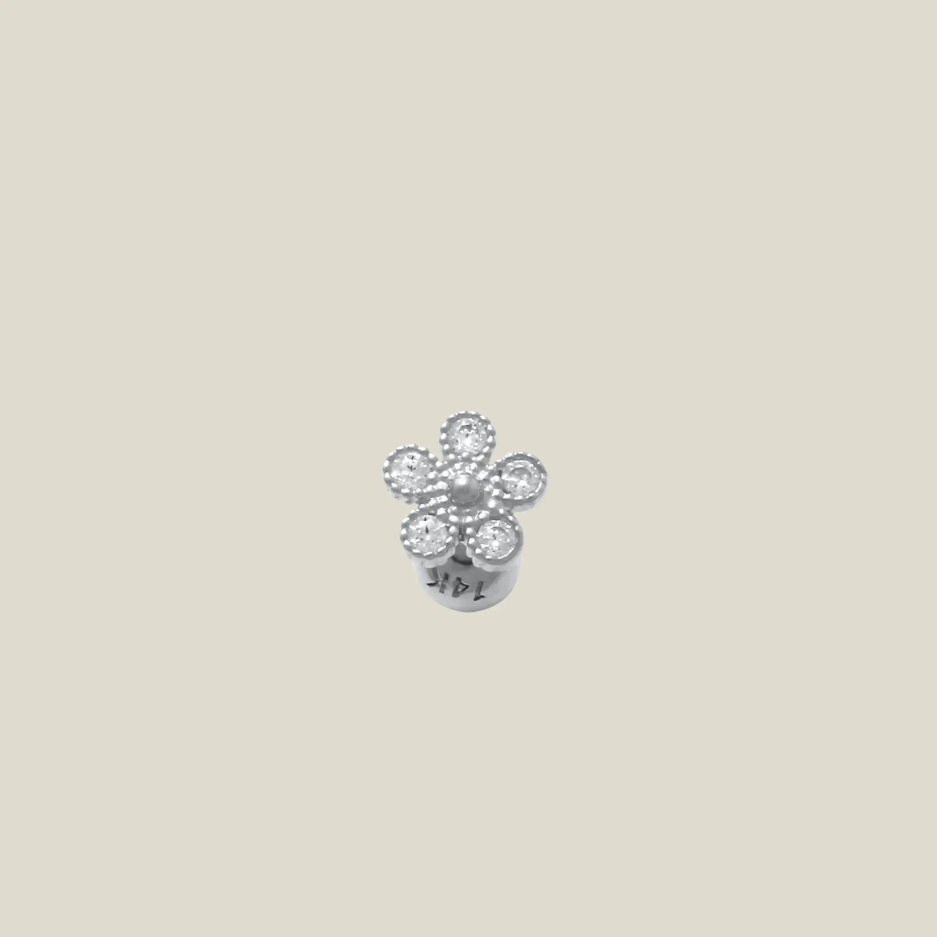 14K Solid Gold Beaded Flower Stud – Anygolds