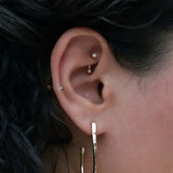 14K Solid Gold CZ Ball Curved Barbell – Anygolds