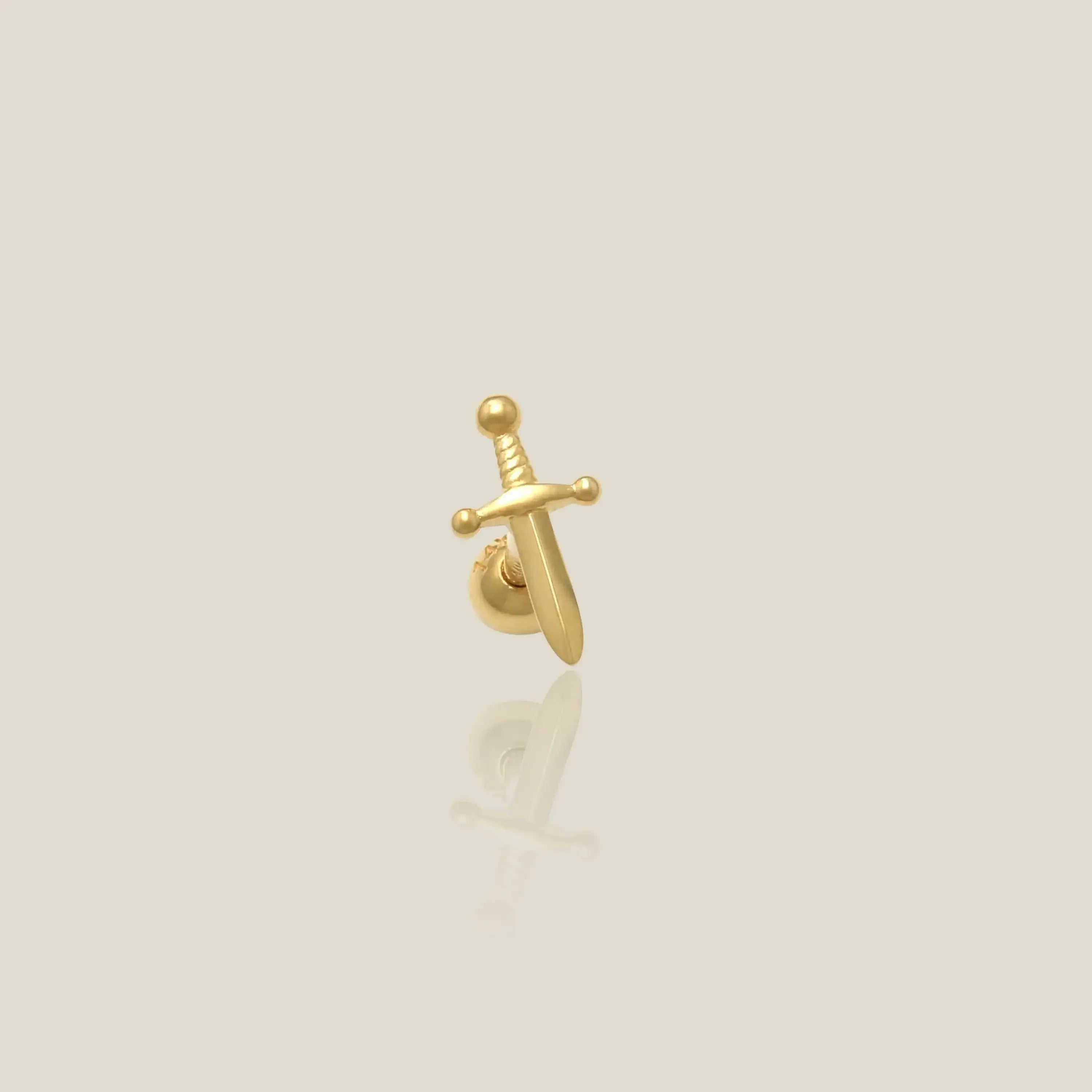 14K Solid Gold Mini Dagger Stud – Anygolds
