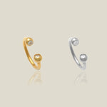 14K Solid Gold CZ Ball Horseshoe Hoop – Anygolds