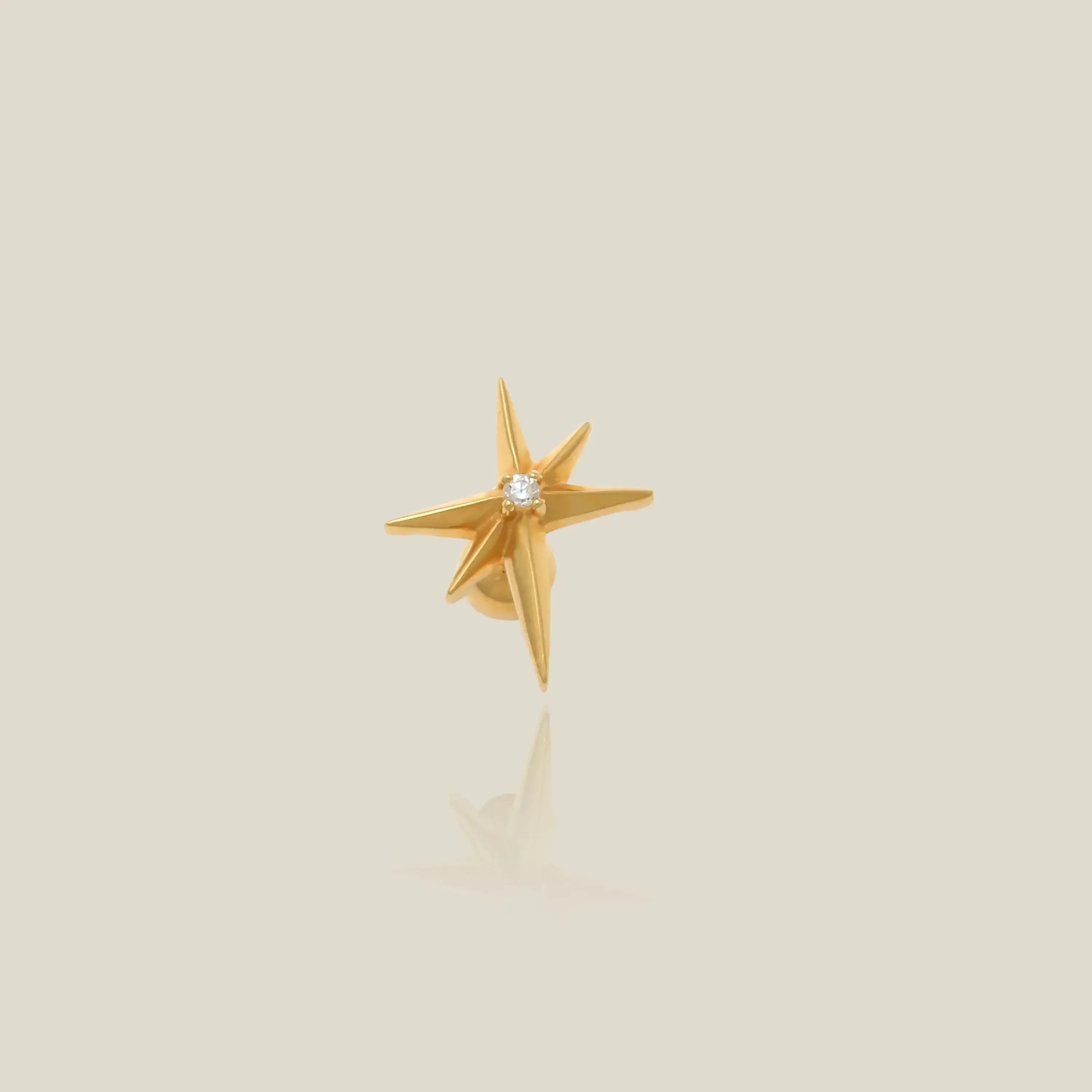 14K Solid Gold CZ Starburst Stud – Anygolds