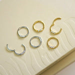 14K Solid Gold Triple Diamond Clicker Hoop – Anygolds