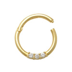14K Solid Gold Triple Diamond Clicker Hoop – Anygolds