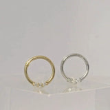 14K Solid Gold Triple Diamond Clicker Hoop – Anygolds